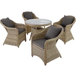 Tectake Salon de jardin ZURICH 4 places - marron naturel - 401765 - marron aluminium 401765_0