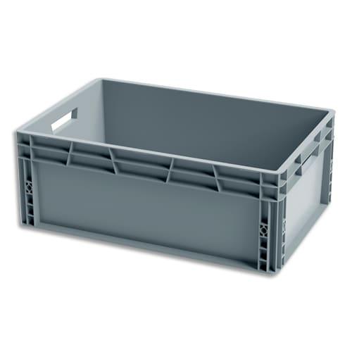Viso bac de rangement gris en polypropylène, gerbable, charge 10l - dimensions : l60 x l40 x h23 cm_0
