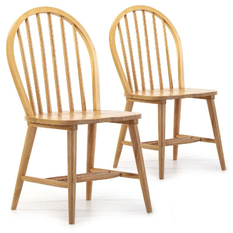VS Venta-stock Pack 2 chaises Clarck Couleur Chêne, Bois Massif, 48 cm x 48 cm x 92 cm - jaune Bois massif I20043_0