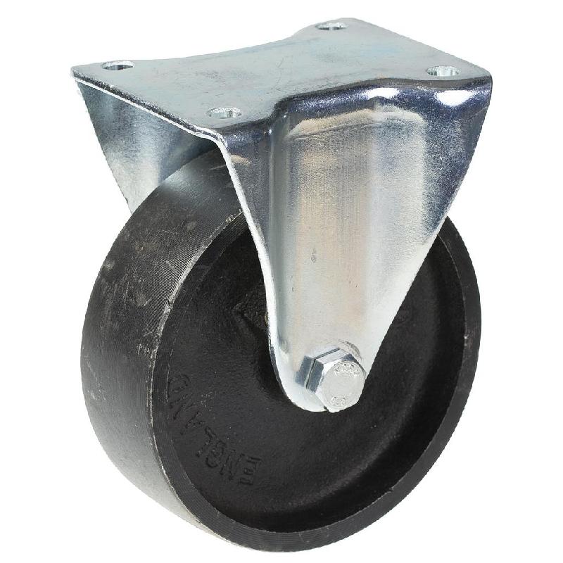 Roulette fixe de 125 mm avec roue en fonte noire_0