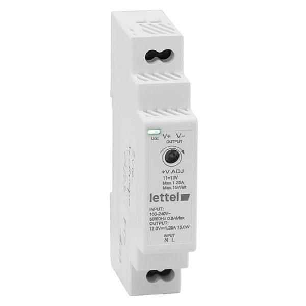 Alimentation 230Vca/24Vcc, puissance 15W. Fixation rail-din, largeur 1 module - LETTEL - AMP1-15-24_0