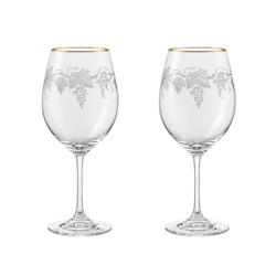 Aulica Verres à vin gravé vigne bord doré - lot de 2 - transparent 904920_0