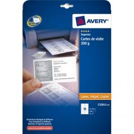 AVERY POCHETTE DE 250 CARTES DE VISITE 85X54MM 200G QUICK&CLEAN MULTIFONCTIONS FINITION MATE