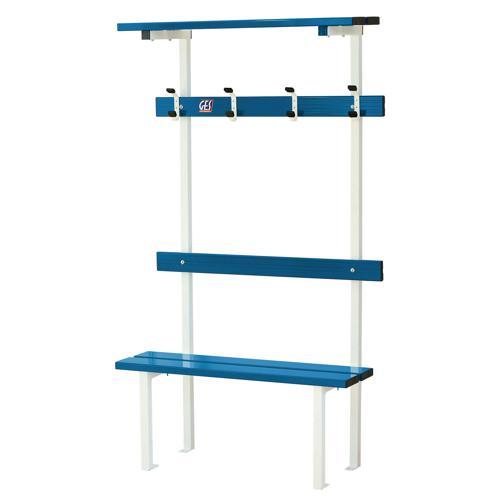 BANC VESTIAIRE SUR PIEDS AVEC PORTE PATÈRES ET PORTE SACS GES ASSISE ALU