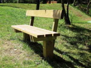 Banc public en bois Ouessant - Pin traité classe IV ou Robinier - Visserie inox - À sceller - Dimensions 2000x600x800 mm_0