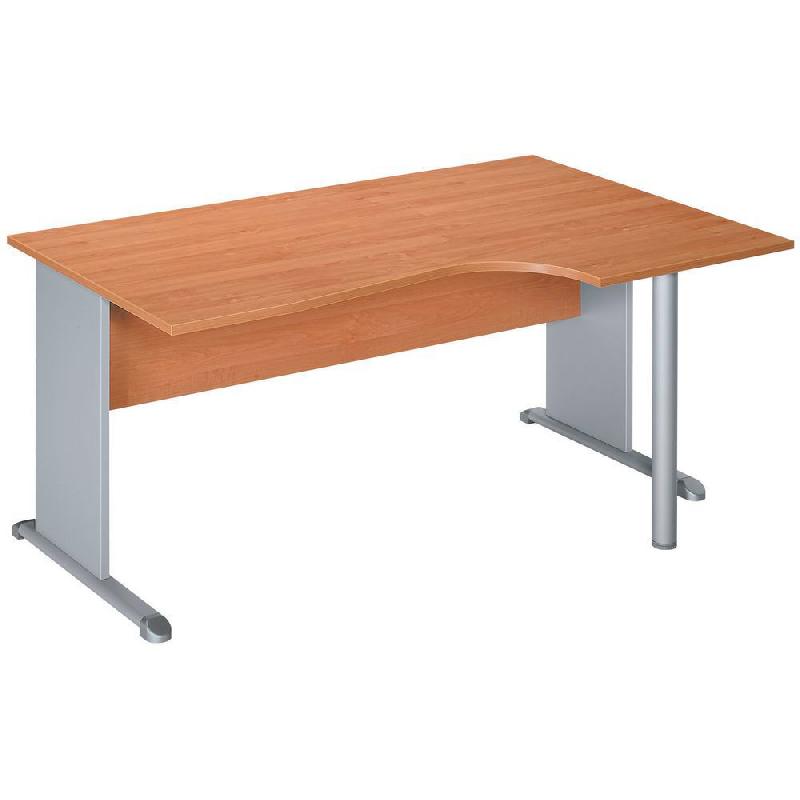 BUREAU COMPACT PRONTO - RETOUR A DROITE L.160 X P.100 CM - PLATEAU AULNE - PIEDS L ALUMINIUM