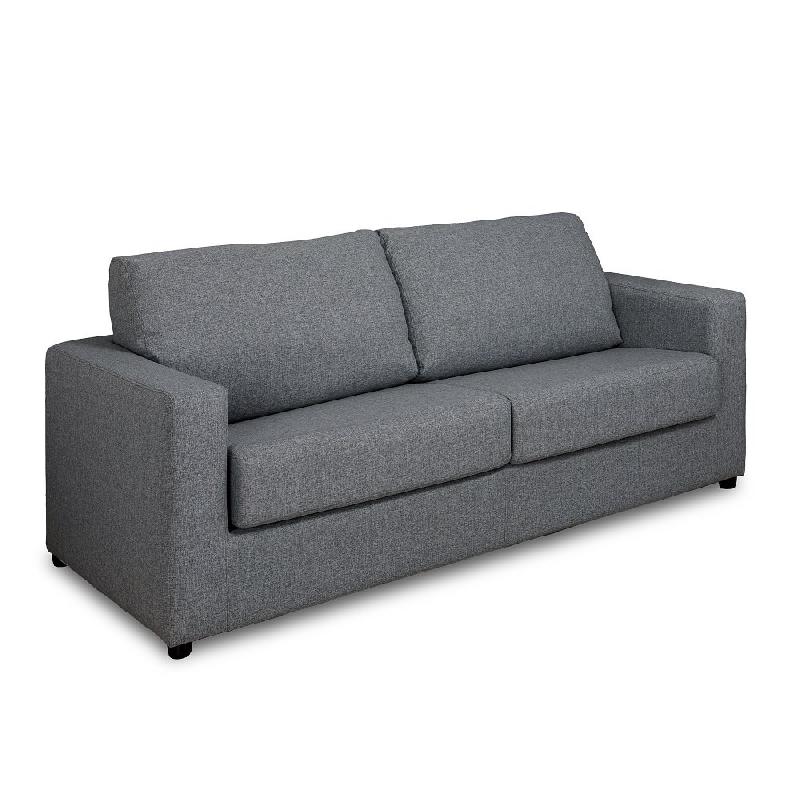 Canapé convertible PRIMO - Ouverture express 140cm - Dossier moelleux - Matelas 14cm - Tissu tweed gris_0