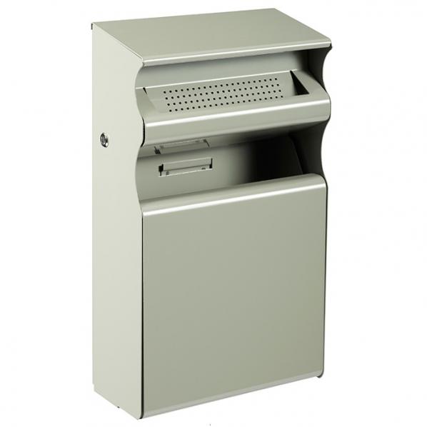 Cendrier poubelle mural - Gris ciment - 15 litres - Marque Rolléco_0