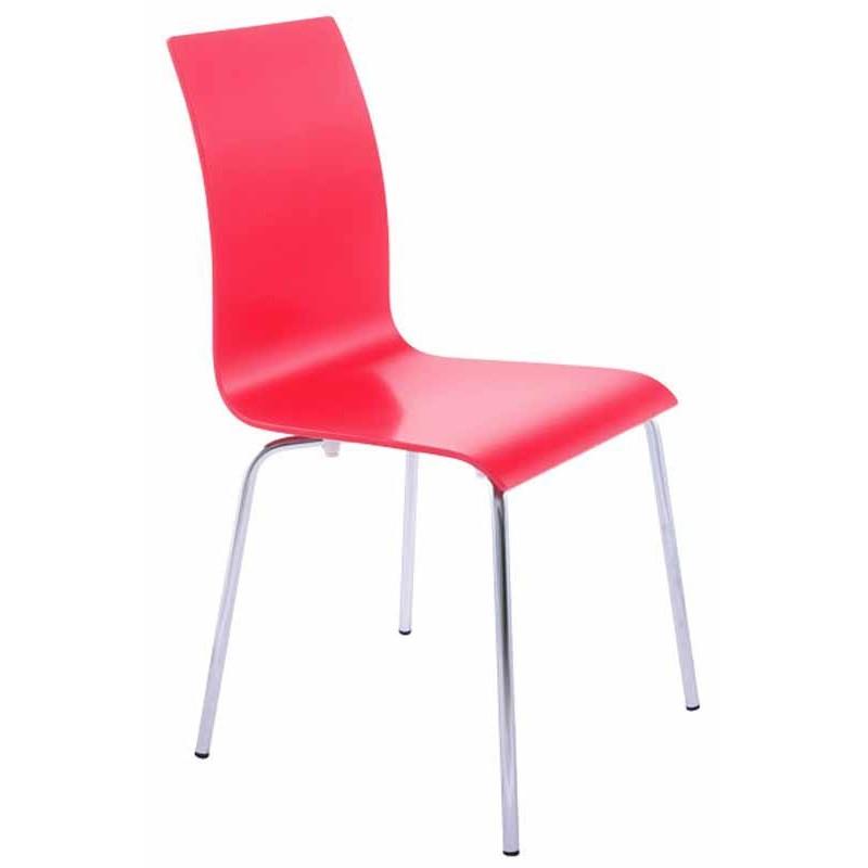 Chaise design en bois Tina 88 cm rouge - Paris Prix - avec protections de sol et norme FSC_0
