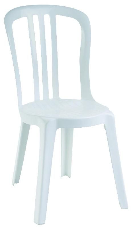 Chaise empilable monobloc blanche Miami - résine anti-UV, légère et résistante_0