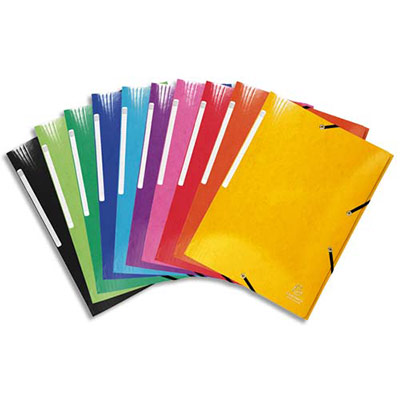 CHEMISE EXACOMPTA 3 RABATS A ELASTIQUES - EN CARTE PELLICULEE 5/10E - 425G - COLORIS ASSORTIS - LOT DE 25