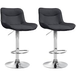 Décoshop26 - Lot de 2 tabourets de bar x1 avec coutures décoratives en PVC noir pied en trompette métal chromé 10_0004450 - noir 3000252108605_0