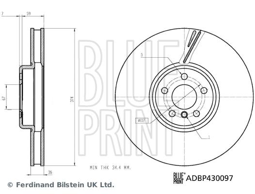 Disque de frein ventilé Blue Print ADBP430097 - Avant - Conditionnement boîte de 1 disque_0