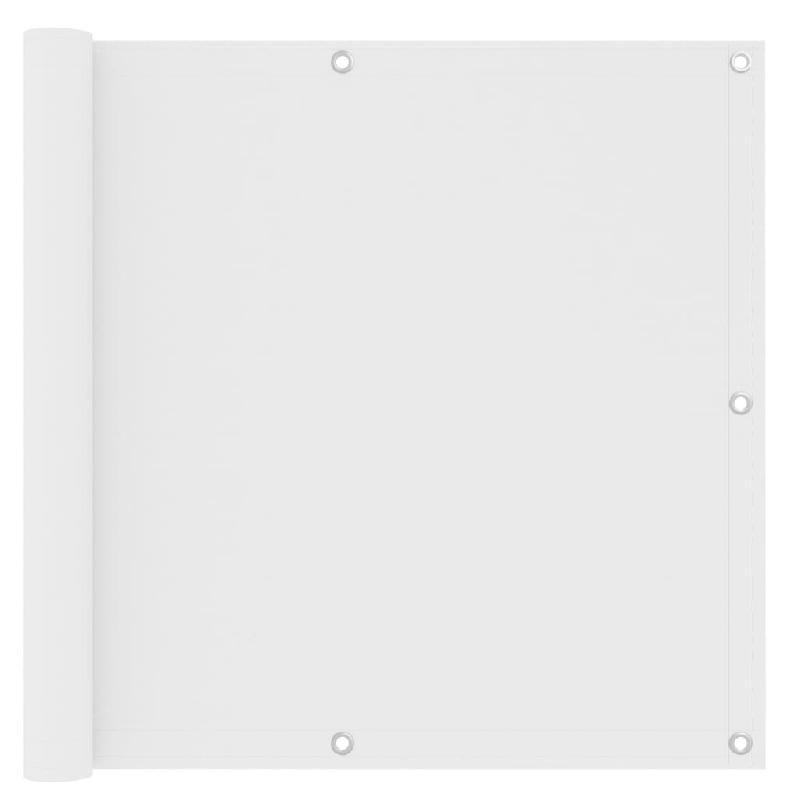 Écran de balcon imperméable 90 x 600 cm - Tissu Oxford blanc avec œillets et corde incluse_0