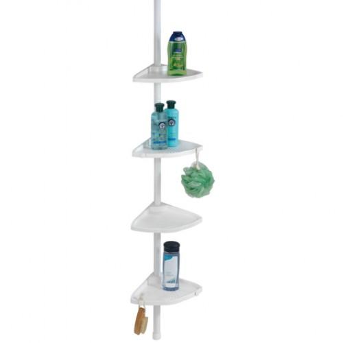 ÉTAGÈRE DE DOUCHE TÉLESCOPIQUE D'ANGLE EN ALUMINIUM 4 TABLETTES - BLANC WENKO