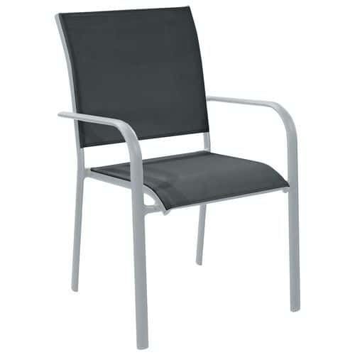FAUTEUIL ELEGANCE TPEP/ALU - GRAPHITE/BLANC - PROLOISIRS