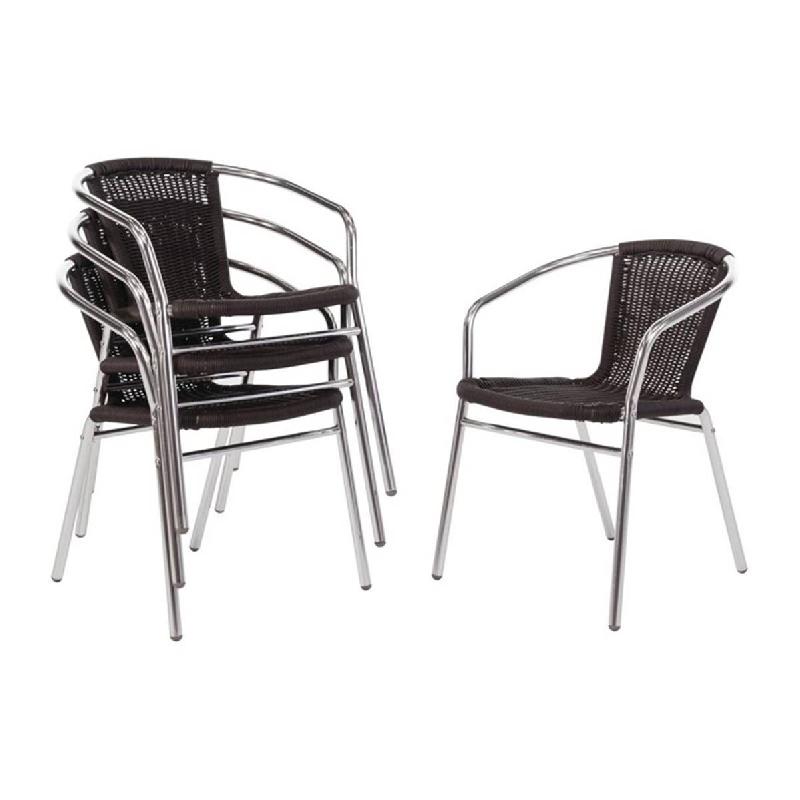 Fauteuils en rotin et aluminium empilables Bolero - Noir_0