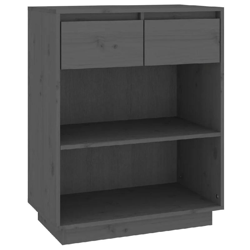 Helloshop26 - Armoire console rustique design moderne rangement salon bureau 60 x 34 x 75 cm en bois de pin gris 02_0048116 - gris Bois massif 3000235_0