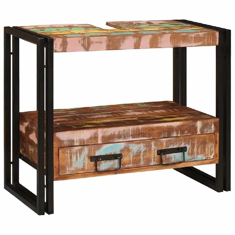 Helloshop26 - Armoire de rangement moderne avec tiroir 71 x 33 x 58 cm pratique et durable en fer noir 02_0058001 - noir Bois massif 3000240340529_0