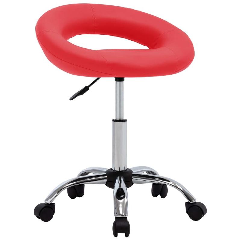 Helloshop26 - Chaise de bureau  fauteuil siège de travail roulante similicuir rouge 02_0024080 - rouge acier 3000214672243_0