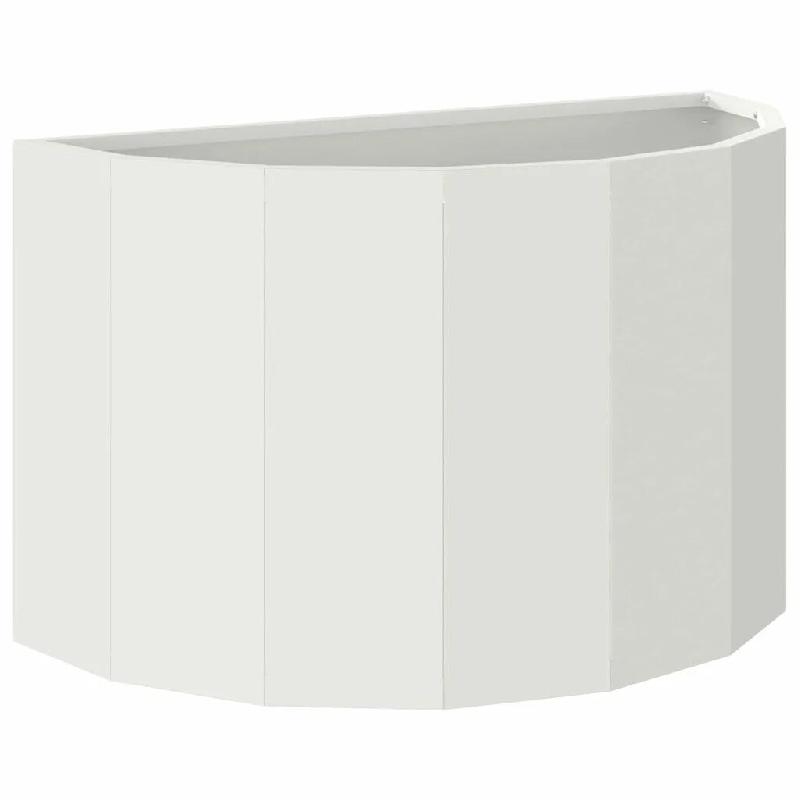 Helloshop26 - Jardinière demi-ronde moderne extérieur 60 x 30 x 35 cm facile à entretenir en acier blanc 02_0052937 - blanc métal 3000237660265_0