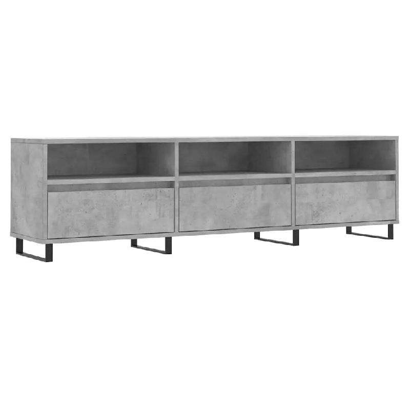 Helloshop26 - Meuble TV design moderne rangement salon 150 x 30 x 44 cm en bois d'ingénierie gris béton 02_0048983 - gris Bois massif 3000235591813_0