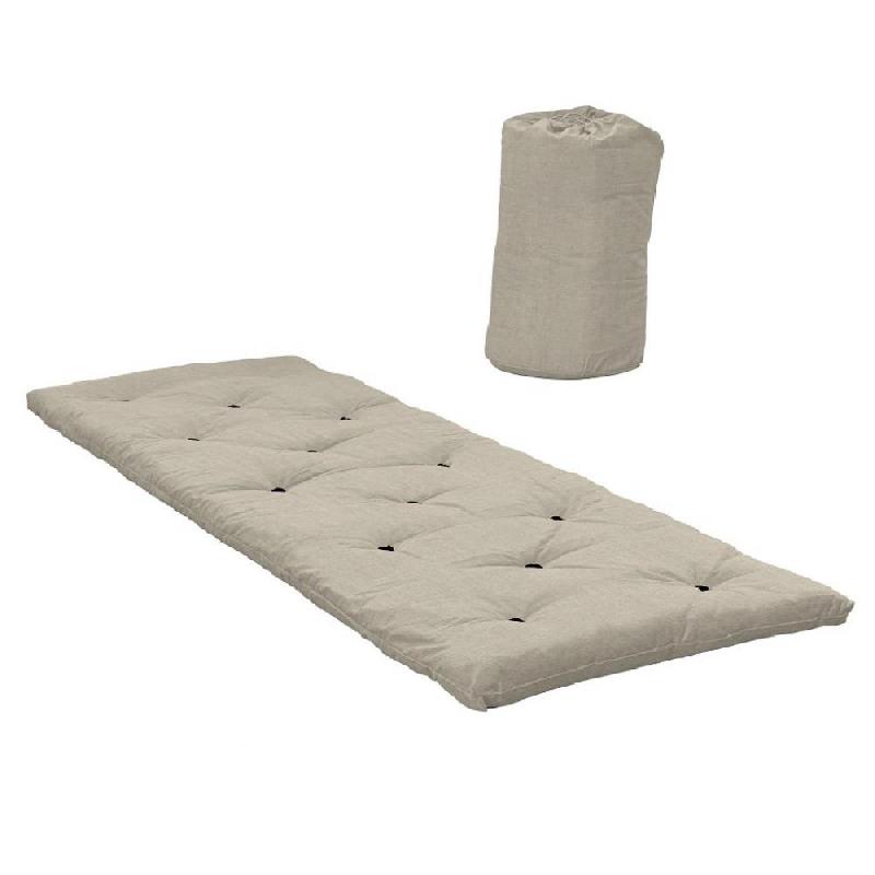 Lit futon Bed in a Bag - Couleur lin - Matelas 70x190 cm, épaisseur 5 cm - Compact et pratique_0