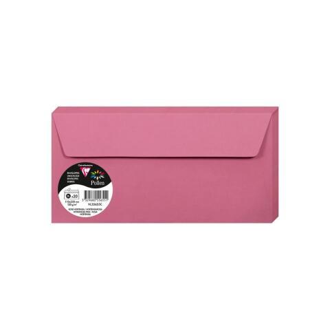 LOT DE 2 - PAQUET DE 20 ENVELOPPES POLLEN 110X220MM 120G/M2 - ROSE HORTENSIA