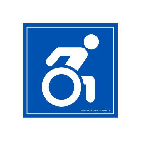 LOT DE 3 - PANNEAU SIGNALÉTIQUE SPORTIF PERSONNE À MOBILITÉ RÉDUITE (250 X 250 MM, VINYLE SOUPLE AUTOCOLLANT)