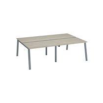 Pôle de 4 bureaux droits chêne gris L 120 x P 80 cm piétement métal aluminium - Arch_0