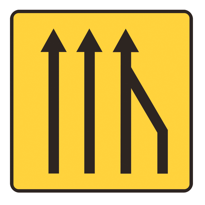 Panneau de voirie temporaire KD10A ex3D - Réduction des voies à droite - Signalisation de déviation_0