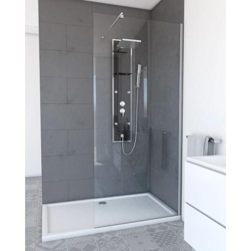 PAROI DE DOUCHE FIXE PARMA 2 - VERRE TRANSPARENT - 90 CM AURLANE