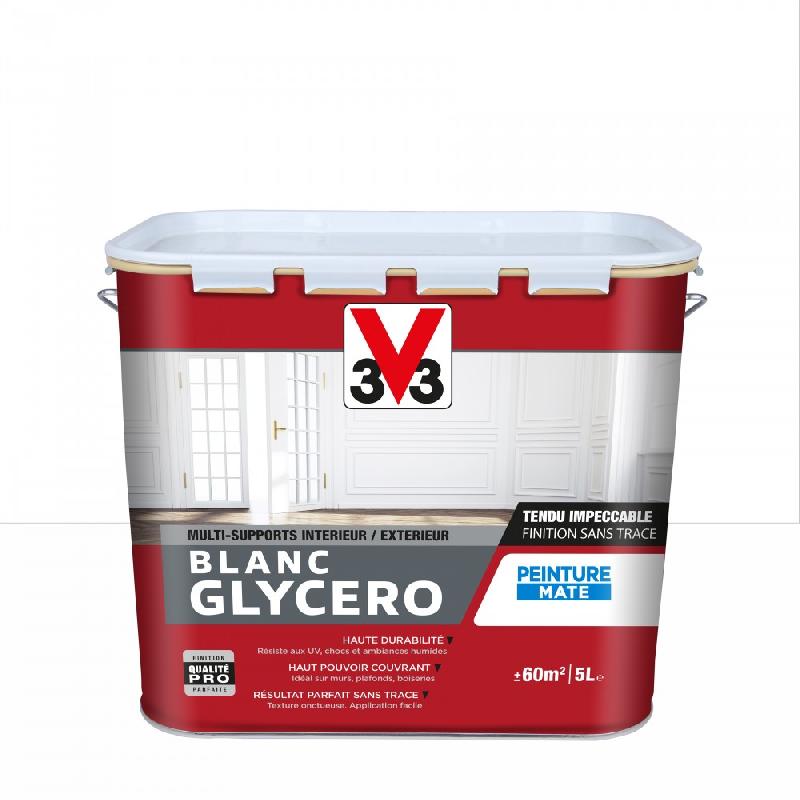Peinture Glycéro Multisupport Blanc Mat V33, 5 L - Haute Résistance et Facile à Nettoyer_0