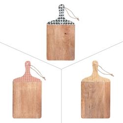 Planche à découper Atika - Bois de manguier - Décorée - Rectangle 35 cm - Table Passion 40.3x20.4 cm - Multicolore - Bois massif_0