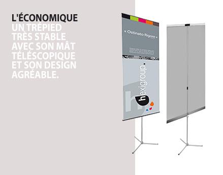 Porte-visuel de comptoir - structure trépied Comète - aluminium - impression quadri haute définition_0