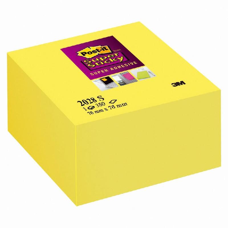 POST-IT® CUBE DE 350 NOTES ADHÉSIVES - 76 X 76 MM - COULEUR : JAUNE