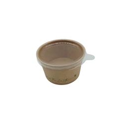 Pot à sauce / Verrine 90 ml en carton kraft brun avec couvercle en plastique RPET par 1000 - marron en carton PAC9X1000_0