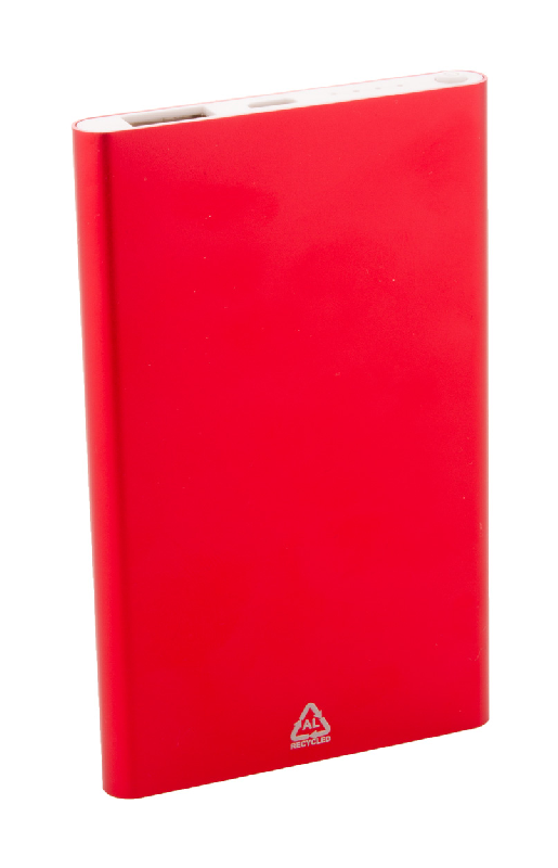 Power bank - boîtier en aluminium recyclé - batterie 4000 mAh - rouge_0