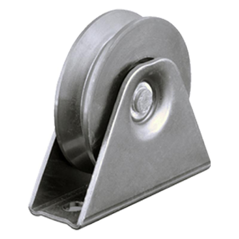 Roue à gorge en V de 50 mm avec support fixe - Acier zingué - Roulements à billes de précision - Marque ZHE JIANG_0