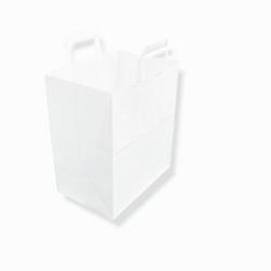 Sac papier kraft blanc 26+17x25 cm avec poignées plates par 250 - blanc papier KB26X17X25BL_0