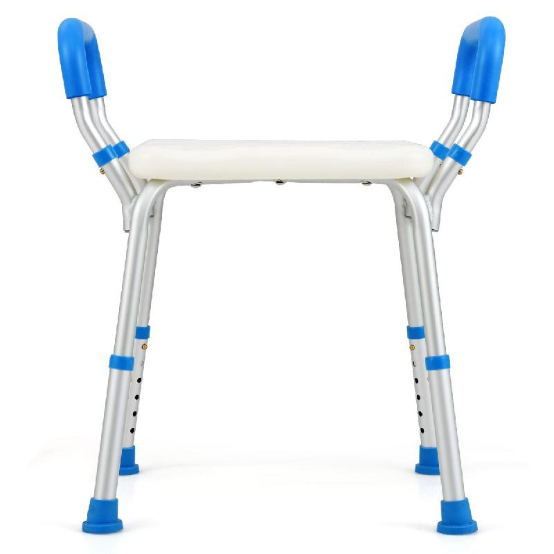 Tabouret de douche hauteur réglable 36-49 cm avec accoudoirs amovibles confortable moderne en aluminium bleu 20_0014172 - bleu aluminium 3000228122994_0
