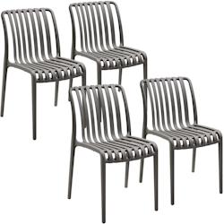 Tectake Chaises de jardin Alcudia - Lot de 4 chaises empilables en plastique polypropylène gris anthracite, résistantes aux intempéries - 406050_0