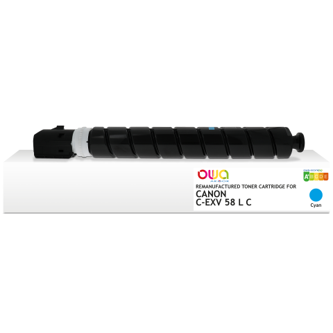 TONER REMANUFACTURÉ OWA - STANDARD - CYAN - POUR CANON C-EXV 58 L C - TONER COMPATIBLE