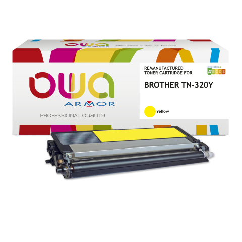 TONER REMANUFACTURÉ OWA - STANDARD - JAUNE - POUR BROTHER TN-320Y - TONER COMPATIBLE