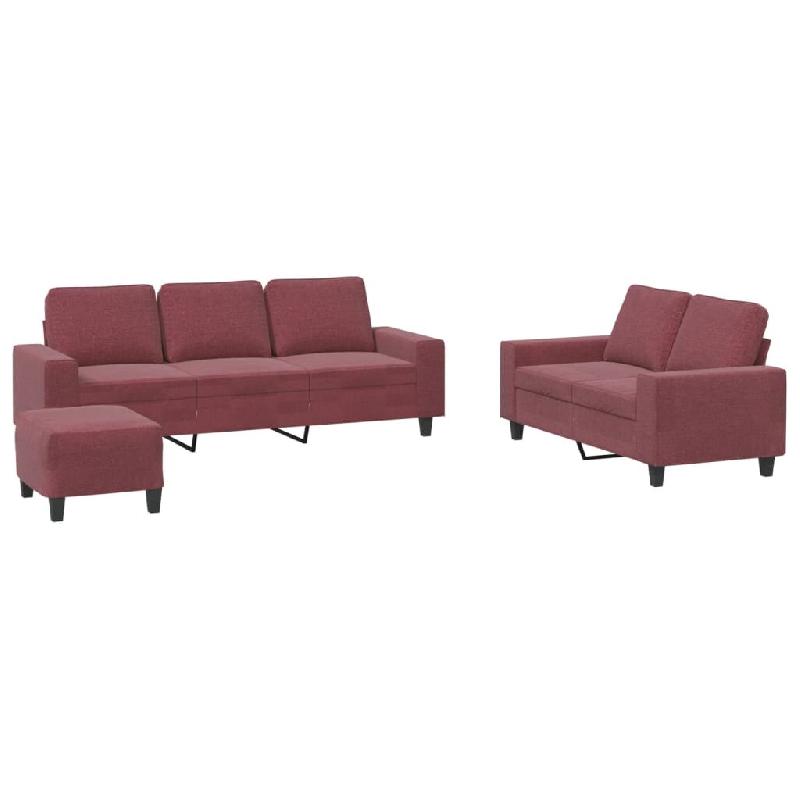 VidaXL Ensemble de canapés 3 pcs rouge bordeaux tissu Modèle Zenith Prime Plus - 3201912_0