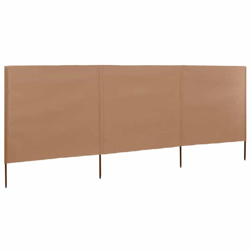 VidaXL Paravent 3 panneaux Tissu 400 x 80 cm Taupe Modèle Patio Delta Prime - marron 47143_0