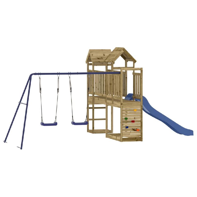 AIRE DE JEUX D\'EXTÉRIEUR ESCALADE BALANÇOIRES TOBOGGAN PORTIQUES ROBUSTE JEUX JARDIN 495 X 339 X 214 CM BOIS DE PIN IMPRÉGNÉ 02_0004916_0