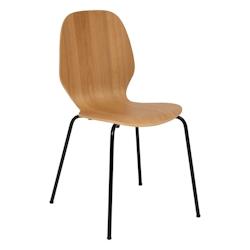 Atmosphera Chaise de table en Bois naturel et pieds Acier noir H 82 cm - beige 3560233507303_0