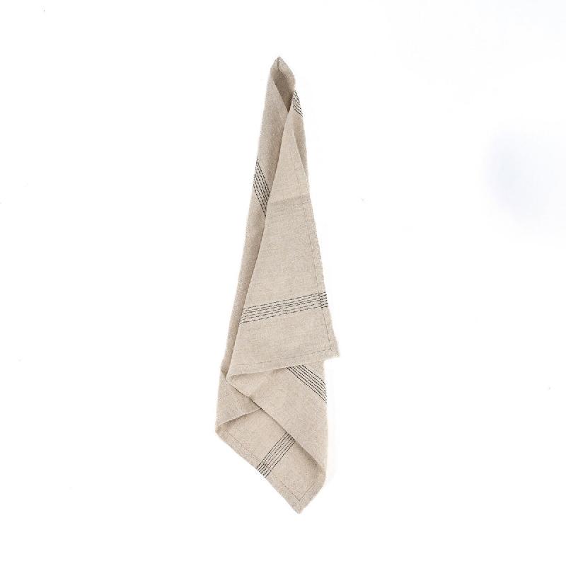 Bazar Bizar Serviette en lin 45x45 cm beige naturel à rayures noires - multicolore textile INGF028NB-45x45_0