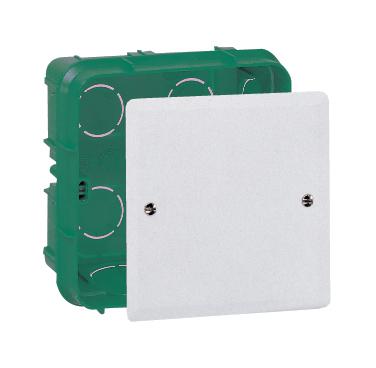 Boîte de dérivation à encastrer pour mur plein 85x85x40 mm avec couvercle et vis_0